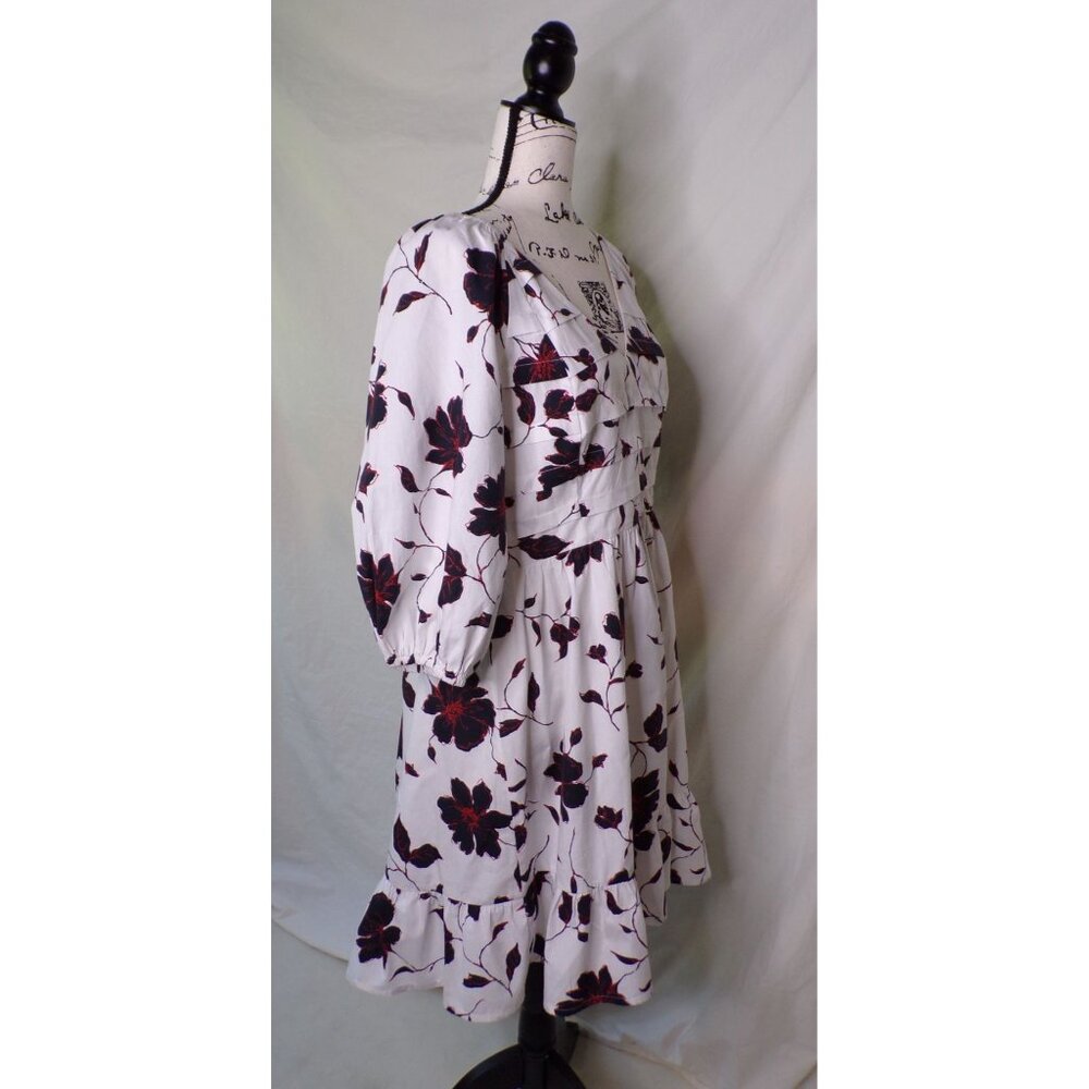 🆕DU PARADIS Floral Cotton Puff Sleeve Mini Dress Large - Picture 6 of 8